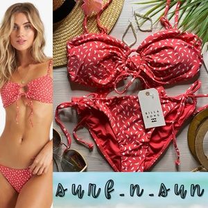 Billabong ❤️ Red Bandeau Bikini Top | Tropic Bottoms 👙☀️⛱️